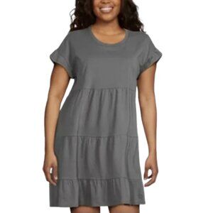 Time and Tru Tiered Gray Dress with Pockets size XXL